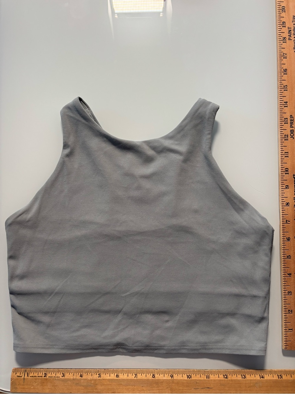 Athleta Gray High-Neck Crop Tank Top with Shelf Bra - Size Medium